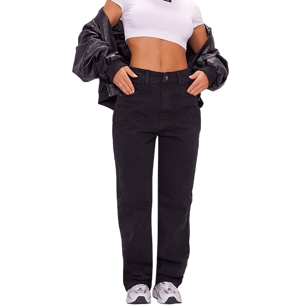 PLT Jeans Dungarees Pants Loose Denim Dipped Back Waistband Relaxed Boyfriend